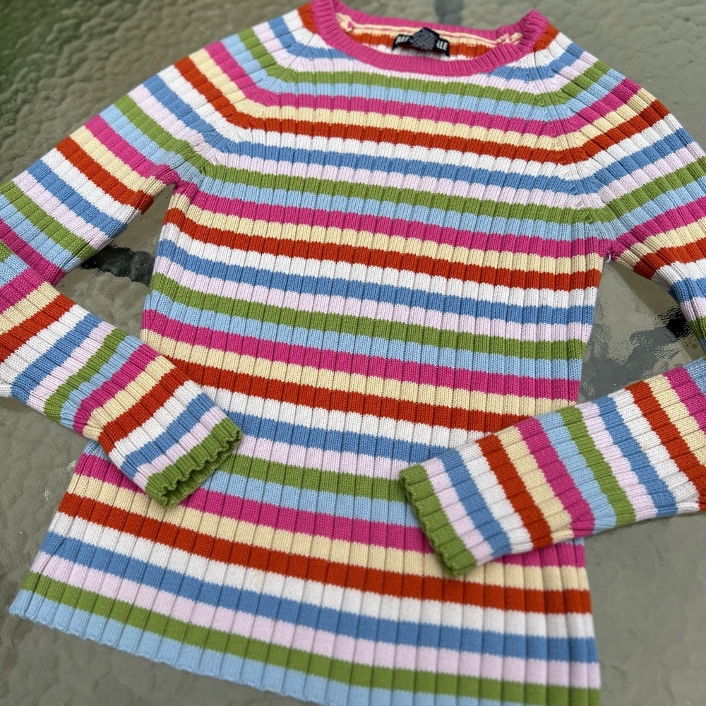 Vintage Aeropostale Y2K size M ribbed striped sweater Bella Elena friends - Picture 2 of 5